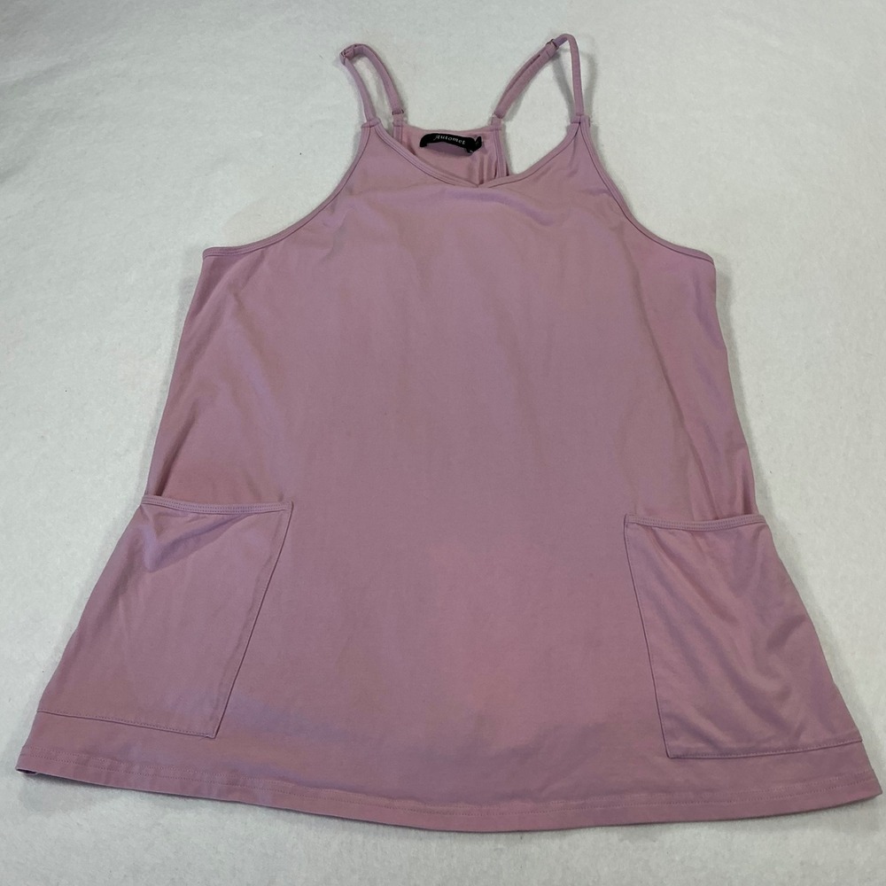 Automet Women Mauve Pink Athletic Romper Dress Activewear Pockets Size M
